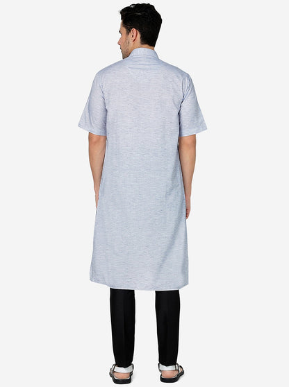 Light Blue Solid Regular Fit Modi Kurta | JadeBlue