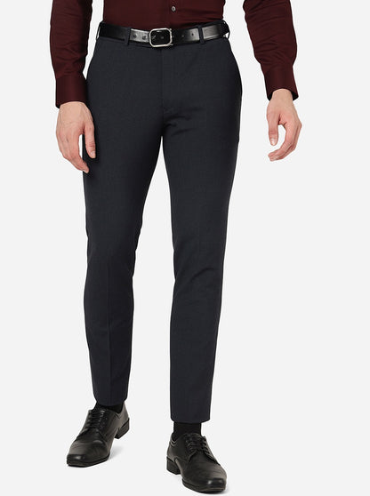Navy Blue Solid Super Slim Fit Formal Trouser | JadeBlue Youth