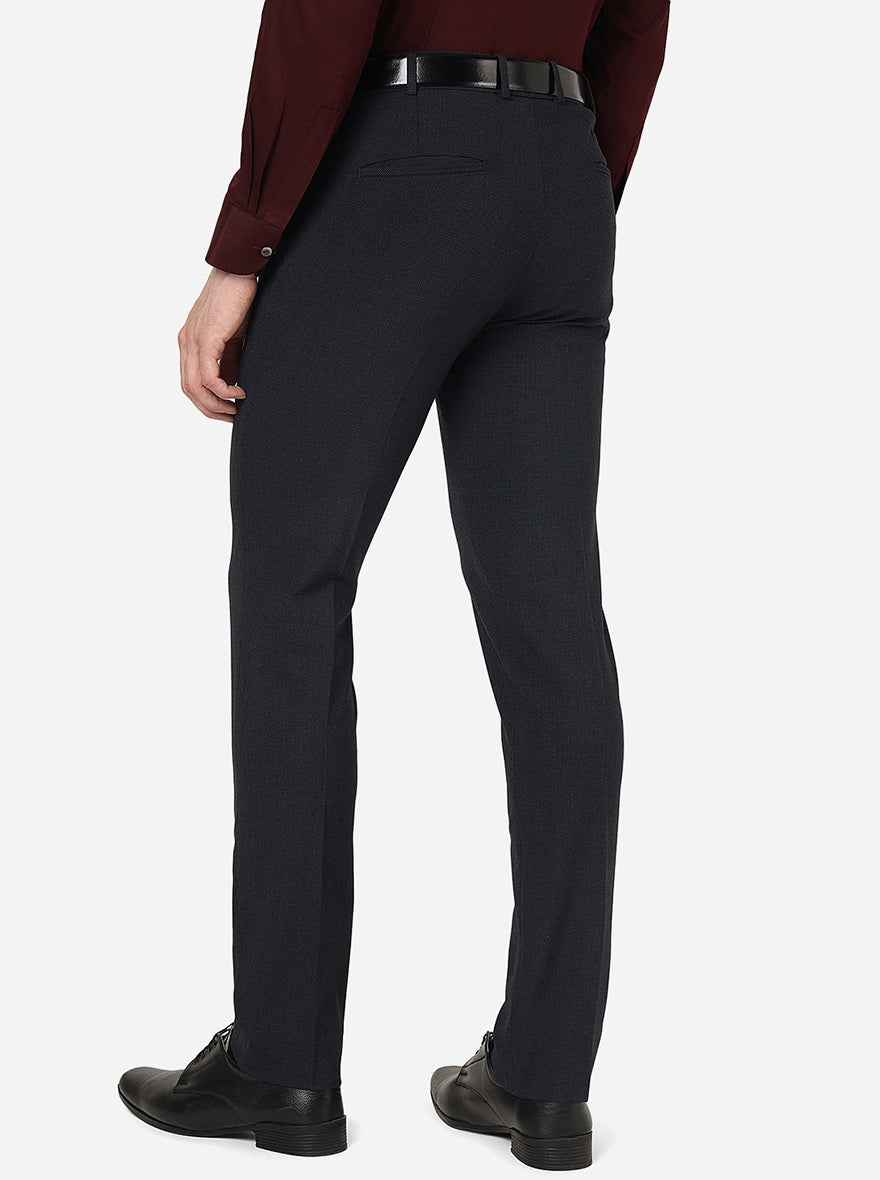 Navy Blue Solid Super Slim Fit Formal Trouser | JadeBlue Youth