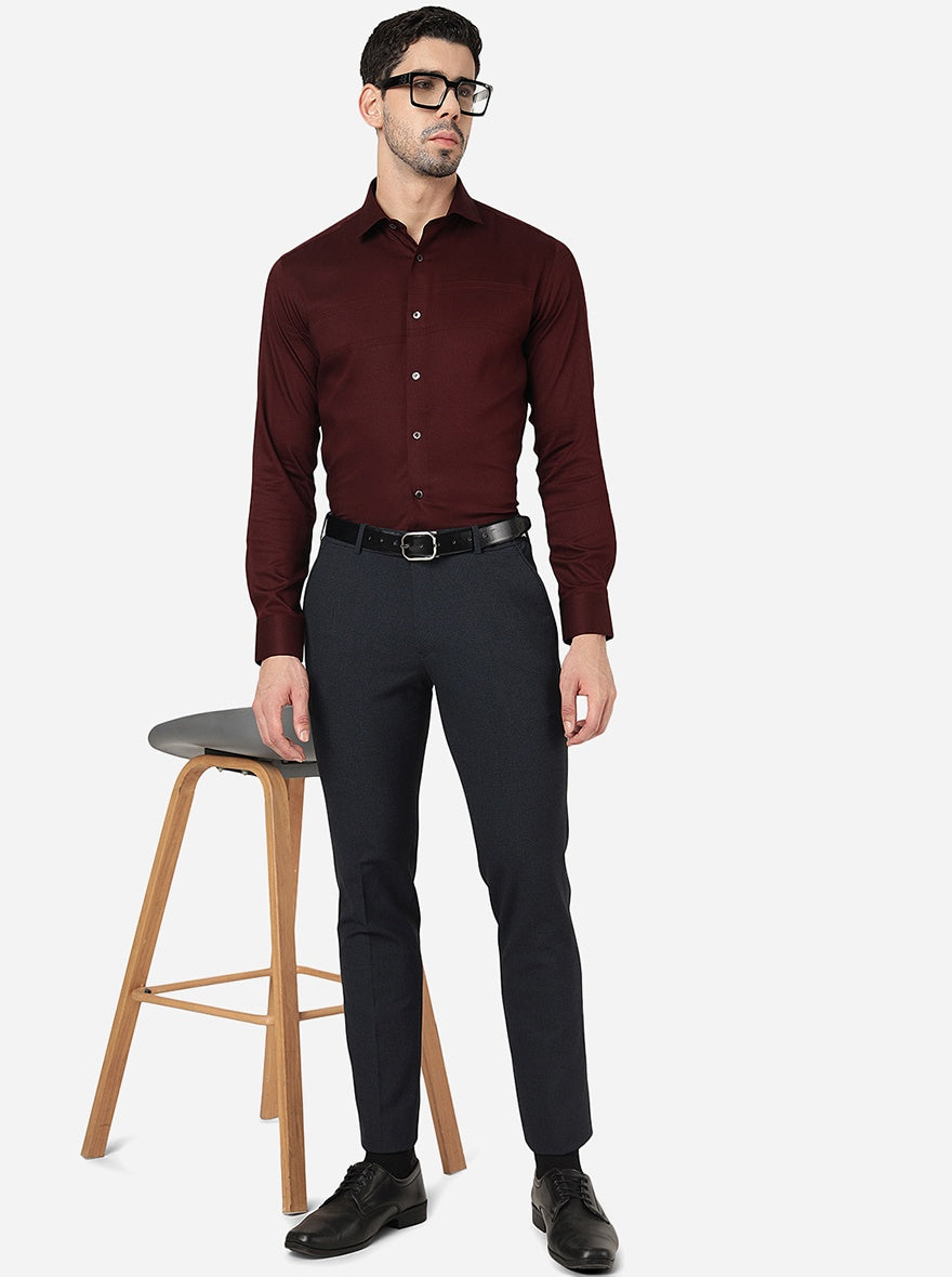 Navy Blue Solid Super Slim Fit Formal Trouser | JadeBlue Youth