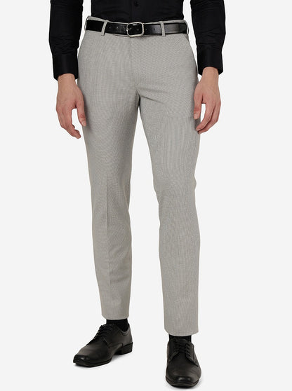Light Grey Solid Super Slim Fit Formal Trouser | JadeBlue Youth