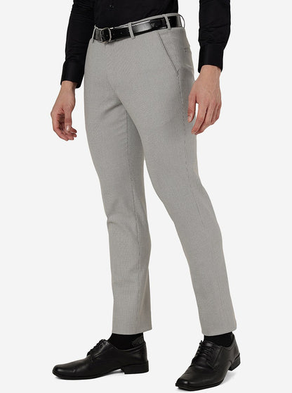 Light Grey Solid Super Slim Fit Formal Trouser | JadeBlue Youth