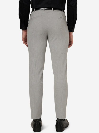 Light Grey Solid Super Slim Fit Formal Trouser | JadeBlue Youth