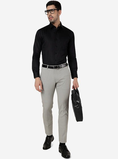 Light Grey Solid Super Slim Fit Formal Trouser | JadeBlue Youth