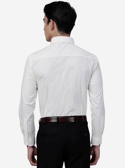 Cream Solid Slim Fit Formal Shirt | Greenfibre