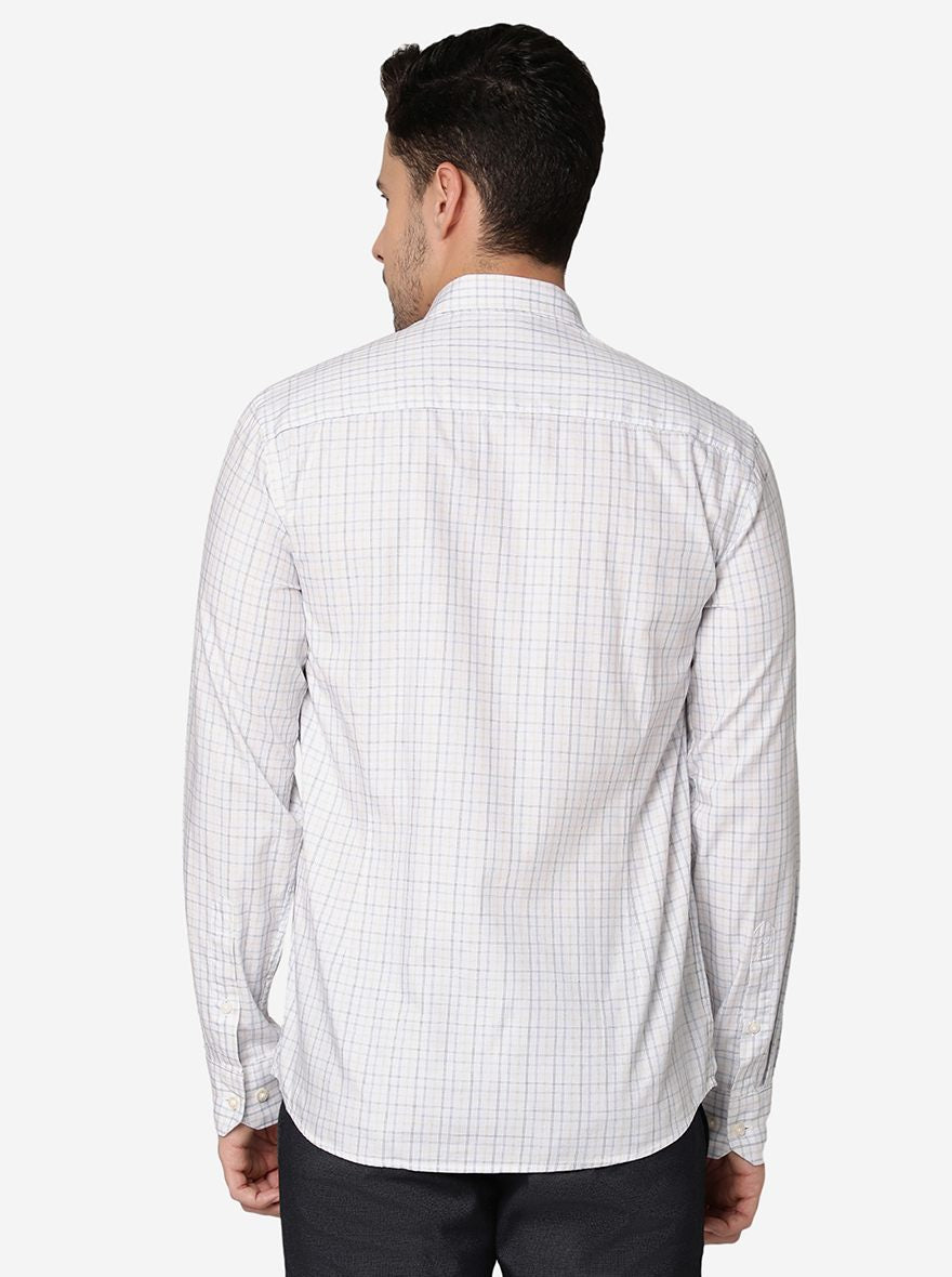 White Checked Slim Fit Semi Casual Shirt | JadeBlue