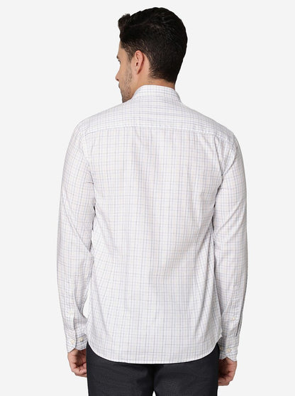 White Checked Slim Fit Semi Casual Shirt | JadeBlue
