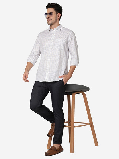 White Checked Slim Fit Semi Casual Shirt | JadeBlue