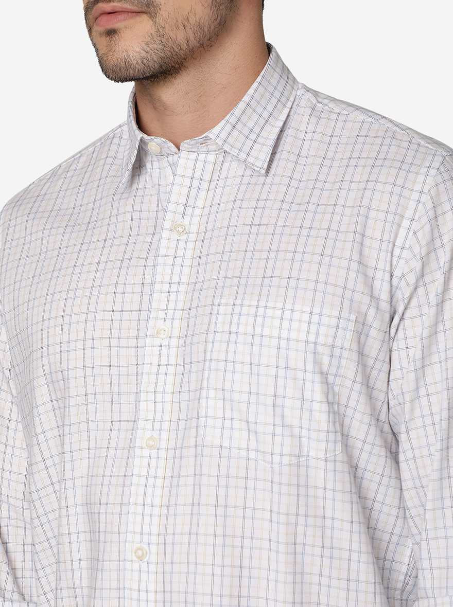 White Checked Slim Fit Semi Casual Shirt | JadeBlue