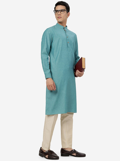 Green Solid Regular Fit Modi Kurta | JadeBlue