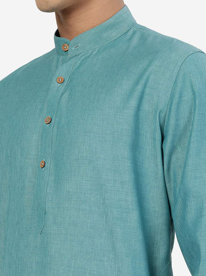 Green Solid Regular Fit Modi Kurta | JadeBlue