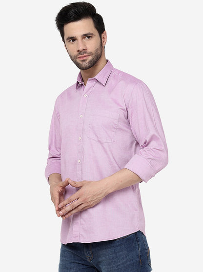 Pink Solid Slim Fit Semi Casual Shirt | JadeBlue