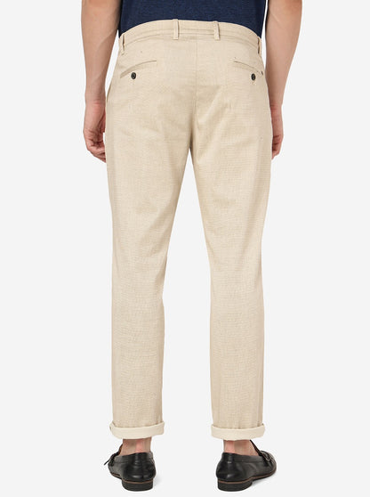 Cream Solid Uno Fit Casual Trouser | JadeBlue