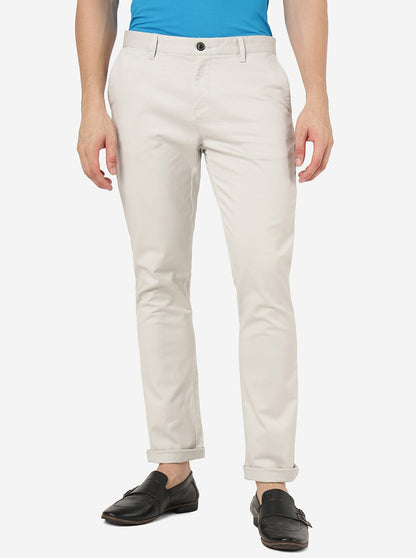 Light Grey Solid Uno Fit Casual Trouser | JadeBlue