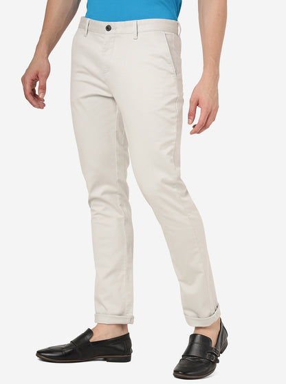 Light Grey Solid Uno Fit Casual Trouser | JadeBlue