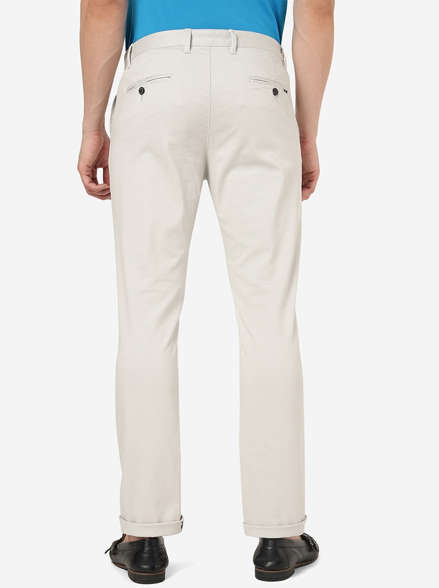 Light Grey Solid Uno Fit Casual Trouser | JadeBlue