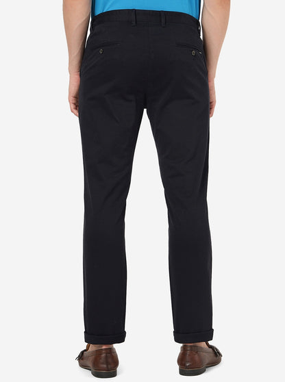 Navy Blue Solid Uno Fit Casual Trouser | JadeBlue