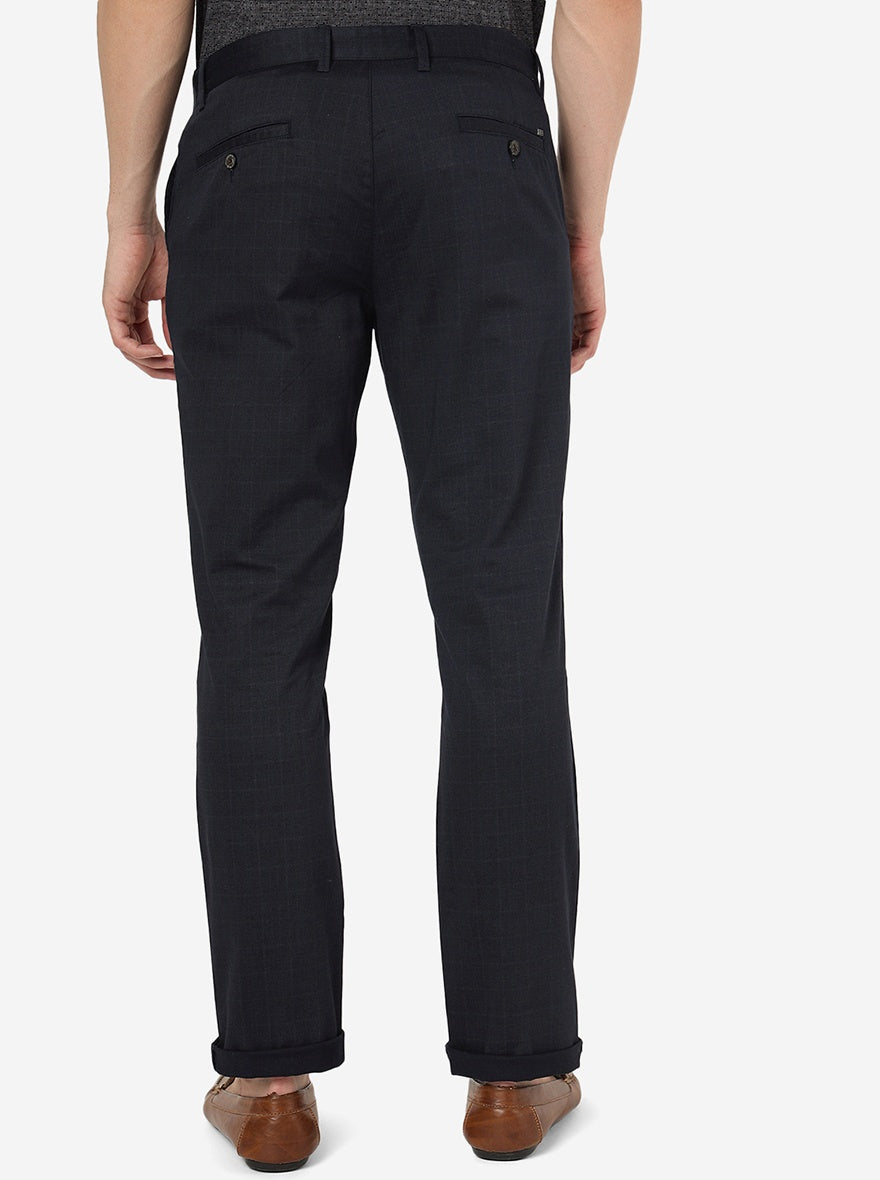 Navy Blue Solid Uno Fit Casual Trouser | JadeBlue