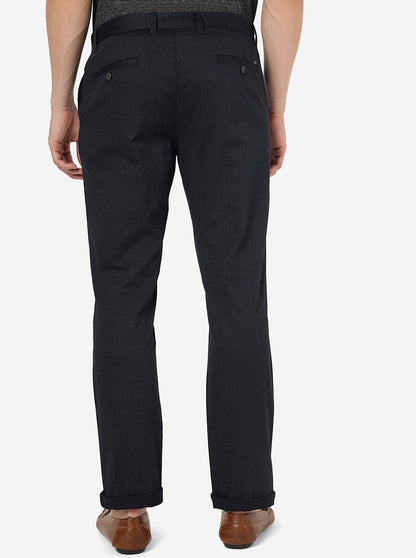 Navy Blue Solid Uno Fit Casual Trouser | JadeBlue