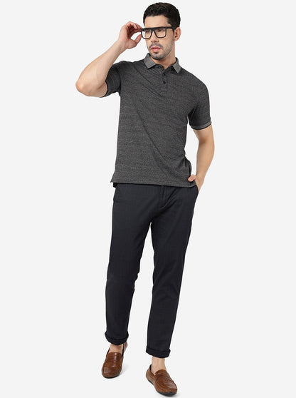 Navy Blue Solid Uno Fit Casual Trouser | JadeBlue
