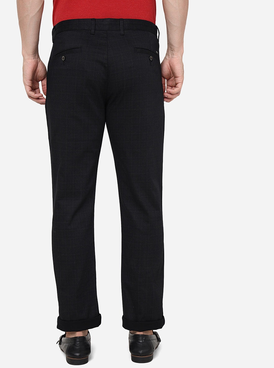 Black Solid Uno Fit Casual Trouser | JadeBlue
