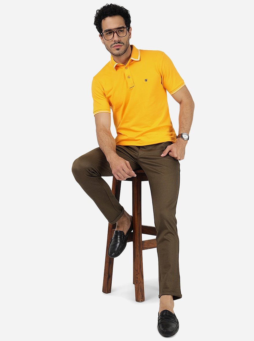 Coffee Brown Solid Venice Fit Casual Trouser | JadeBlue