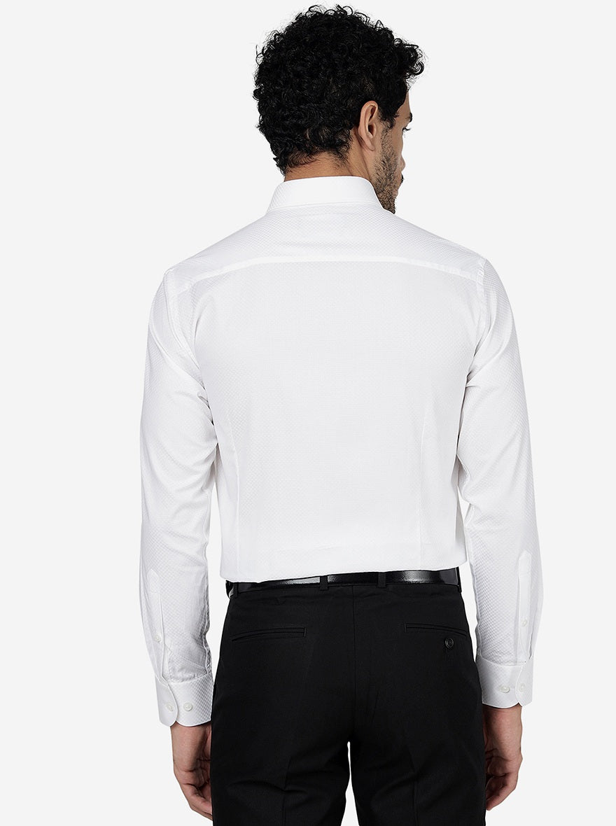 White Solid Slim Fit Formal Shirt | Metal