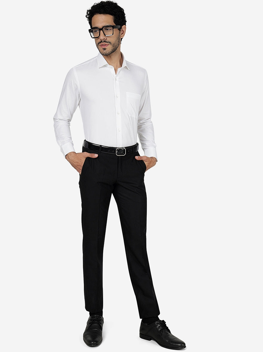 White Solid Slim Fit Formal Shirt | Metal