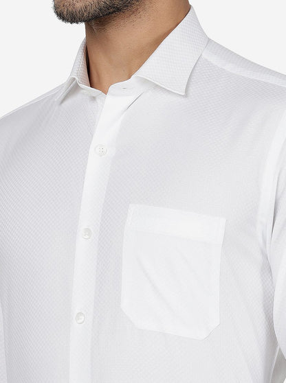 White Solid Slim Fit Formal Shirt | Metal
