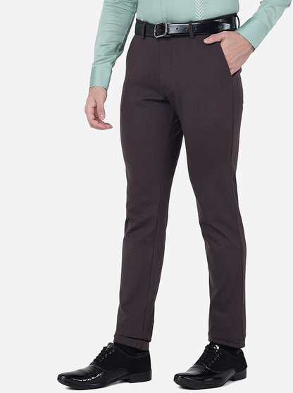 Brown Solid Slim Fit Club Wear Trouser | JB Studio