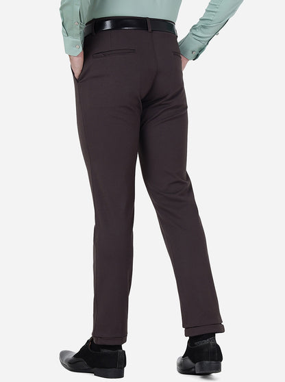 Brown Solid Slim Fit Club Wear Trouser | JB Studio