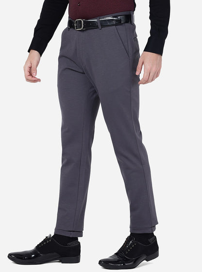 Grey Solid Slim Fit Club Wear Trouser | JB Studio