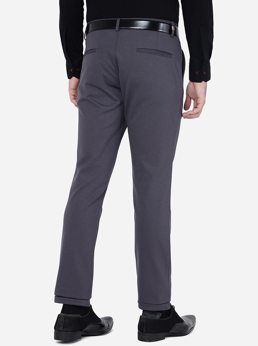 Grey Solid Slim Fit Club Wear Trouser | JB Studio