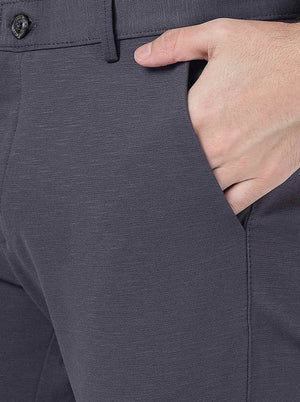 Grey Solid Slim Fit Club Wear Trouser | JB Studio