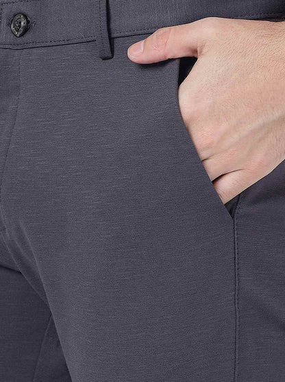 Grey Solid Slim Fit Club Wear Trouser | JB Studio