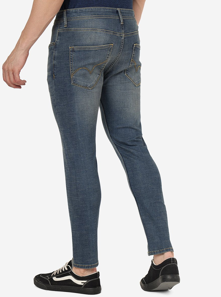 Tinted Mid Blue Solid Rider Fit Jeans | JadeBlue