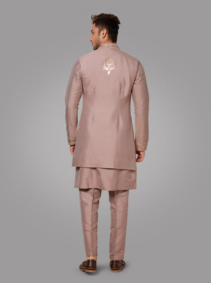 Onion Pink Kurta Pajama with Koti | TULA