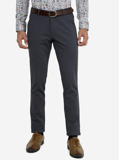 Dark Grey Solid Slim Fit Club Wear Trouser | JB Studio