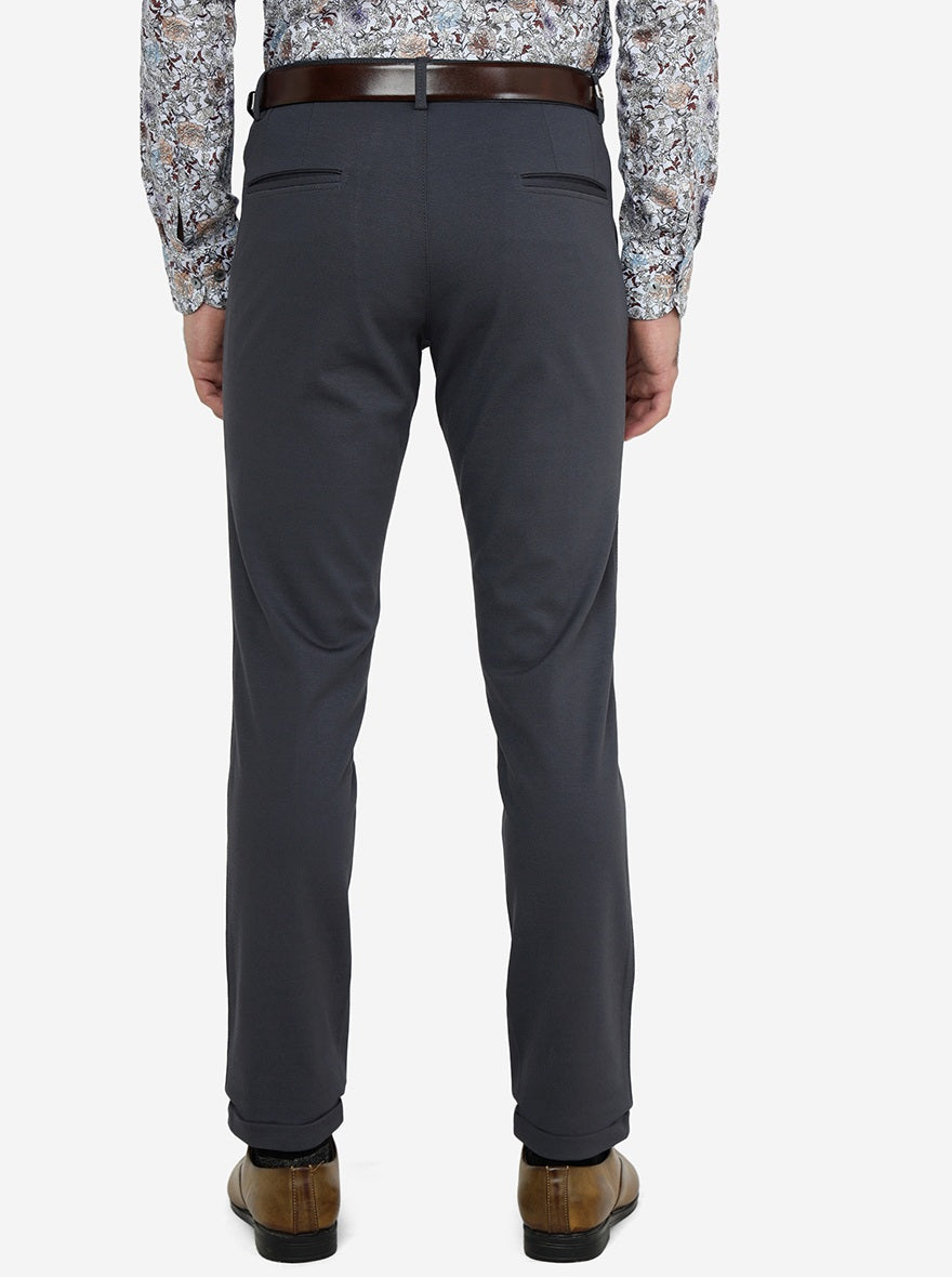 Dark Grey Solid Slim Fit Club Wear Trouser | JB Studio