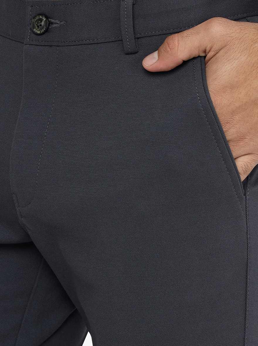 Dark Grey Solid Slim Fit Club Wear Trouser | JB Studio