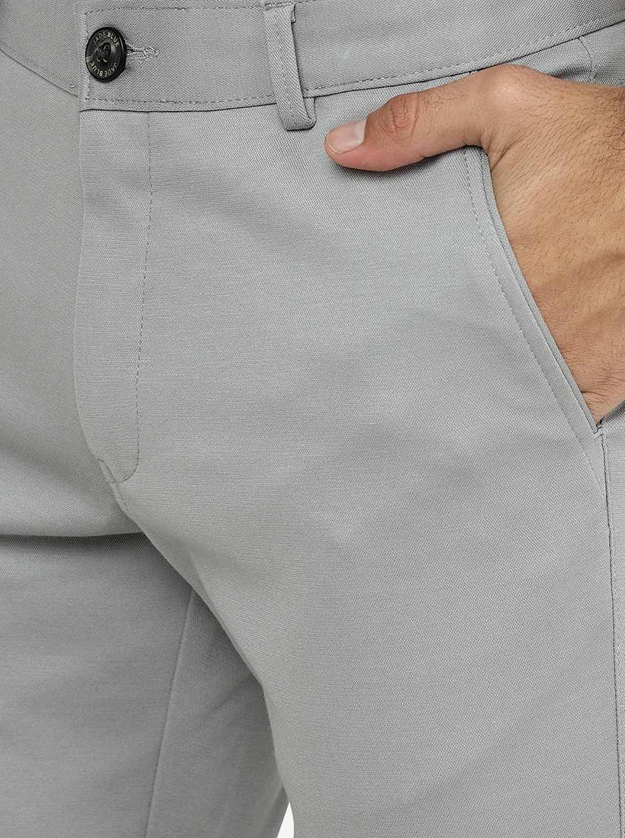 Light Grey Solid Slim Fit Club Wear Trouser | JB Studio