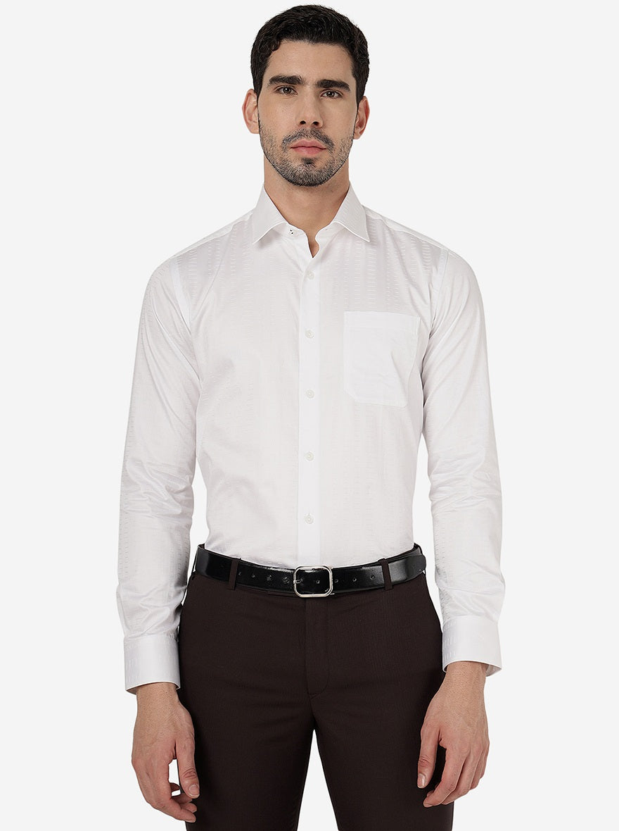 White Solid Slim Fit Formal Shirt | JadeBlue Youth