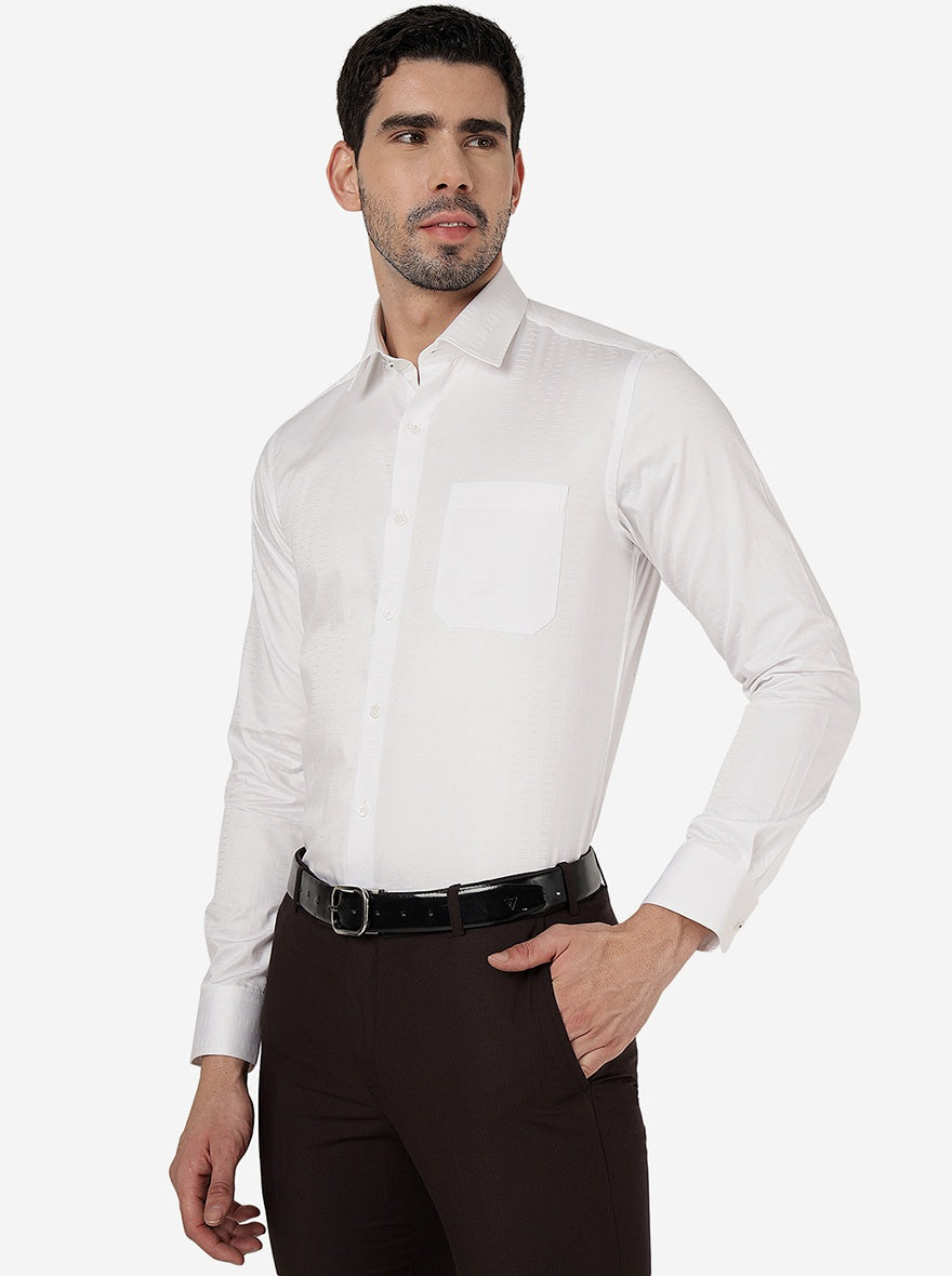White Solid Slim Fit Formal Shirt | JadeBlue Youth