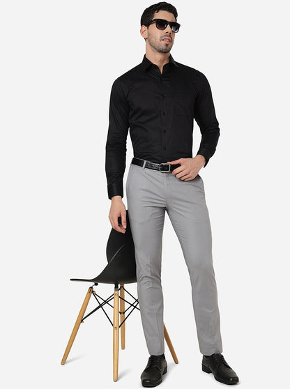 Black Solid Slim Fit Formal Shirt | JadeBlue Youth