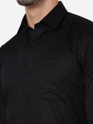 Black Solid Slim Fit Formal Shirt | JadeBlue Youth