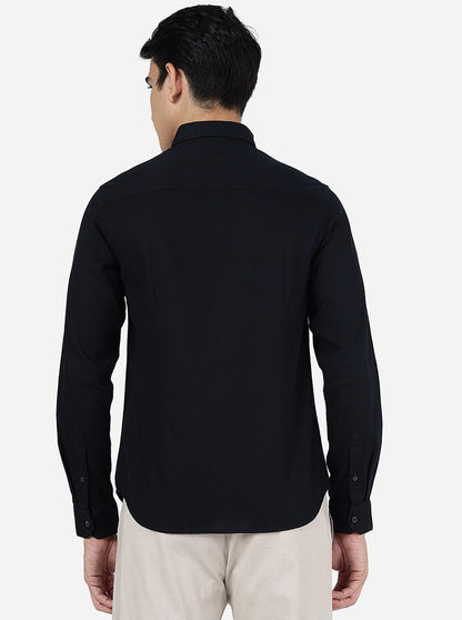Black Solid Slim Fit Casual Shirt | Greenfibre