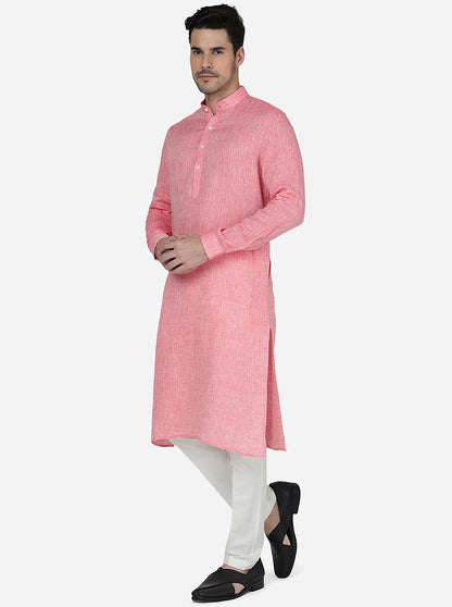 Pink Solid Regular Fit Modi Kurta | JadeBlue