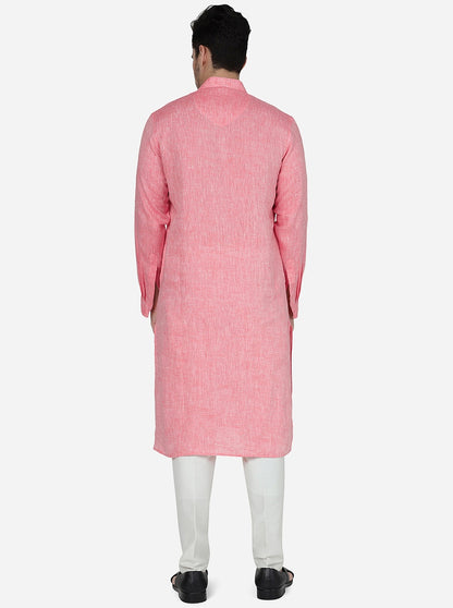 Pink Solid Regular Fit Modi Kurta | JadeBlue