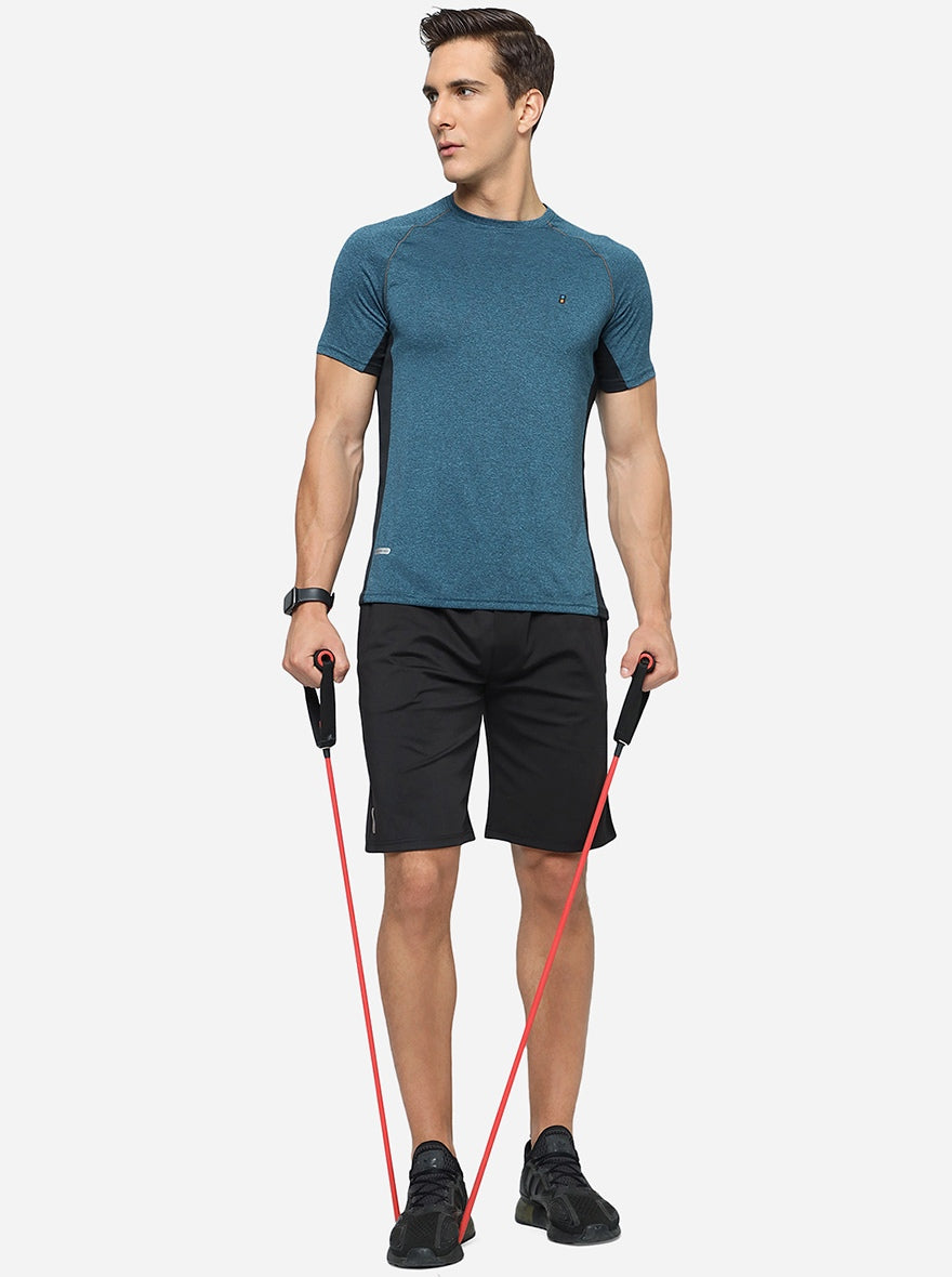 Teal Blue Solid Slim Fit T-Shirt | Jade Play