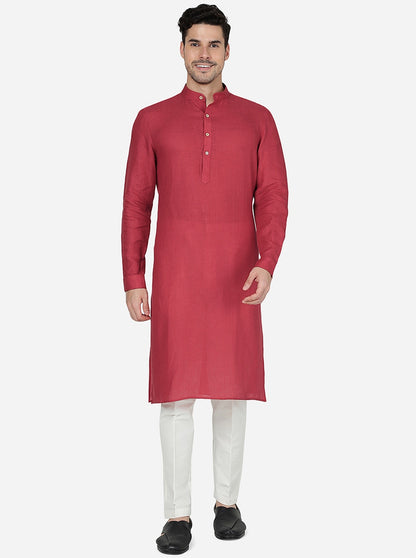 Matee Maroon Solid Regular Fit Modi Kurta | JadeBlue